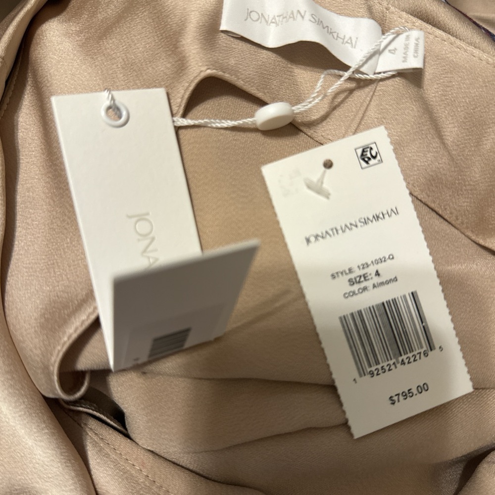 Jonathan Simkhai One-Shoulder Ruched Satin Gown in Taupe - Picture 7 of 7